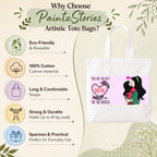 Close-up of "Mother's Love" Tote Bag Showing Cotton Canvas Texture, Print Detail and Inner Pocket