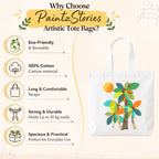 Close-up of "Palm Trees (Orange)" Tote Bag Showing Cotton Canvas Texture, Print Detail and Inner Pocket
