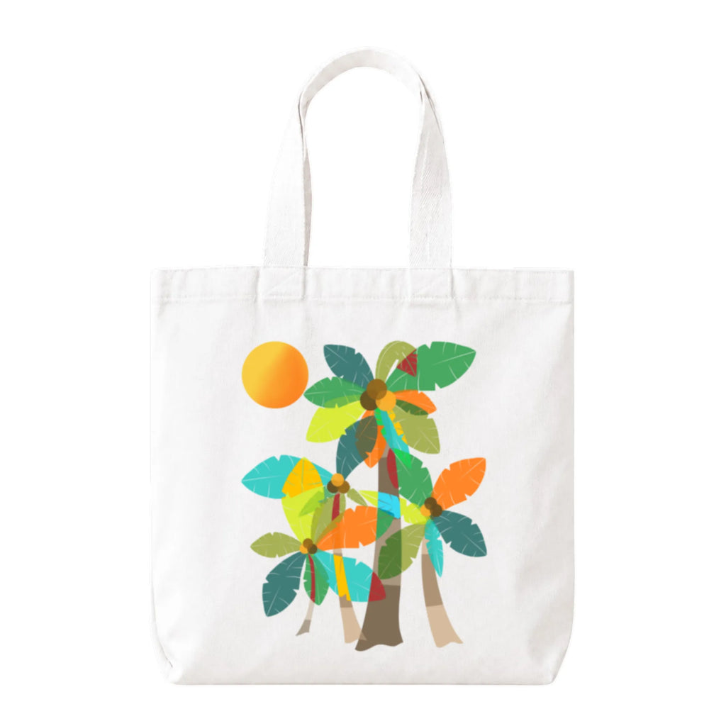 PaintzStories "Palm Trees (Orange)" Artistic Tote Bag – White Eco-Friendly Cotton Canvas Bag for Women