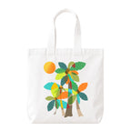 PaintzStories "Palm Trees (Orange)" Artistic Tote Bag – White Eco-Friendly Cotton Canvas Bag for Women