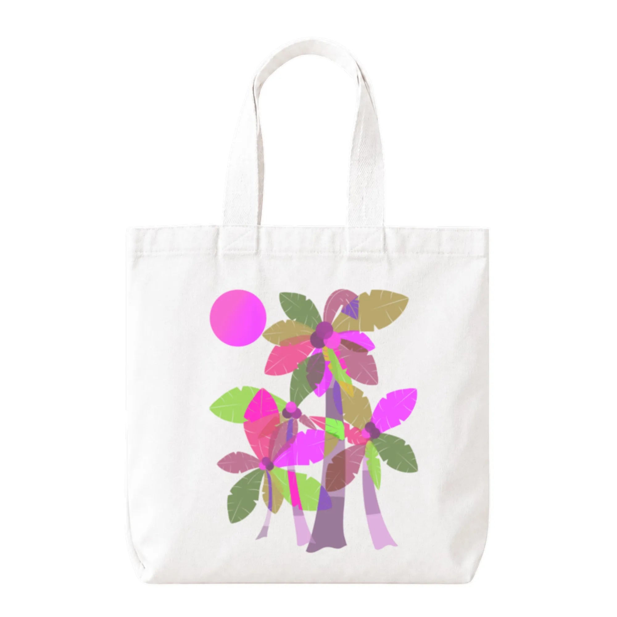 PaintzStories "Palm Trees (Purple)" Artistic Tote Bag – White Eco-Friendly Cotton Canvas Bag for Women