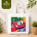 PaintzStories "Tiger's Leisure" Tote Bag Size – 37cm x 37cm with 22cm Handles and Inner Pocket