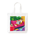 PaintzStories "Tiger's Leisure" Artistic Tote Bag – White Eco-Friendly Cotton Canvas Bag for Women