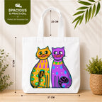 PaintzStories "Two Fancy Cats" Tote Bag Size – 37cm x 37cm with 22cm Handles and Inner Pocket