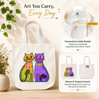 PaintzStories "Two Fancy Cats" Tote Bag in Use for Shopping, College and Travel