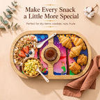 PaintzStories Tree Serenade round wooden platter for serving snacks, starters, fruits and small bites