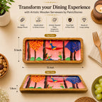 PaintzStories rectangular wooden platter measuring 13 x 5 inch, compact for serving snacks and sides