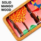 Handcrafted PaintzStories rectangular platter made from solid mango wood with glossy Meena print artwork