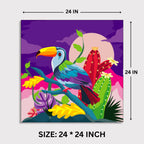 Vibrant Toucan: Colourful Doodle Illustration of Tropical Beauty canvas print dimensions 2 feet x 2 feet framed wall art