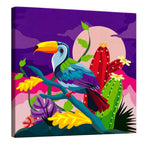 Vibrant Toucan: Colourful Doodle Illustration of Tropical Beauty premium framed canvas print wall art for living room by PaintzStories