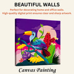 Vibrant Toucan: Colourful Doodle Illustration of Tropical Beauty artistic canvas print enhancing beautiful living room walls