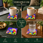 PaintzStories Vibrant Toucan wooden coasters for dining table and everyday use